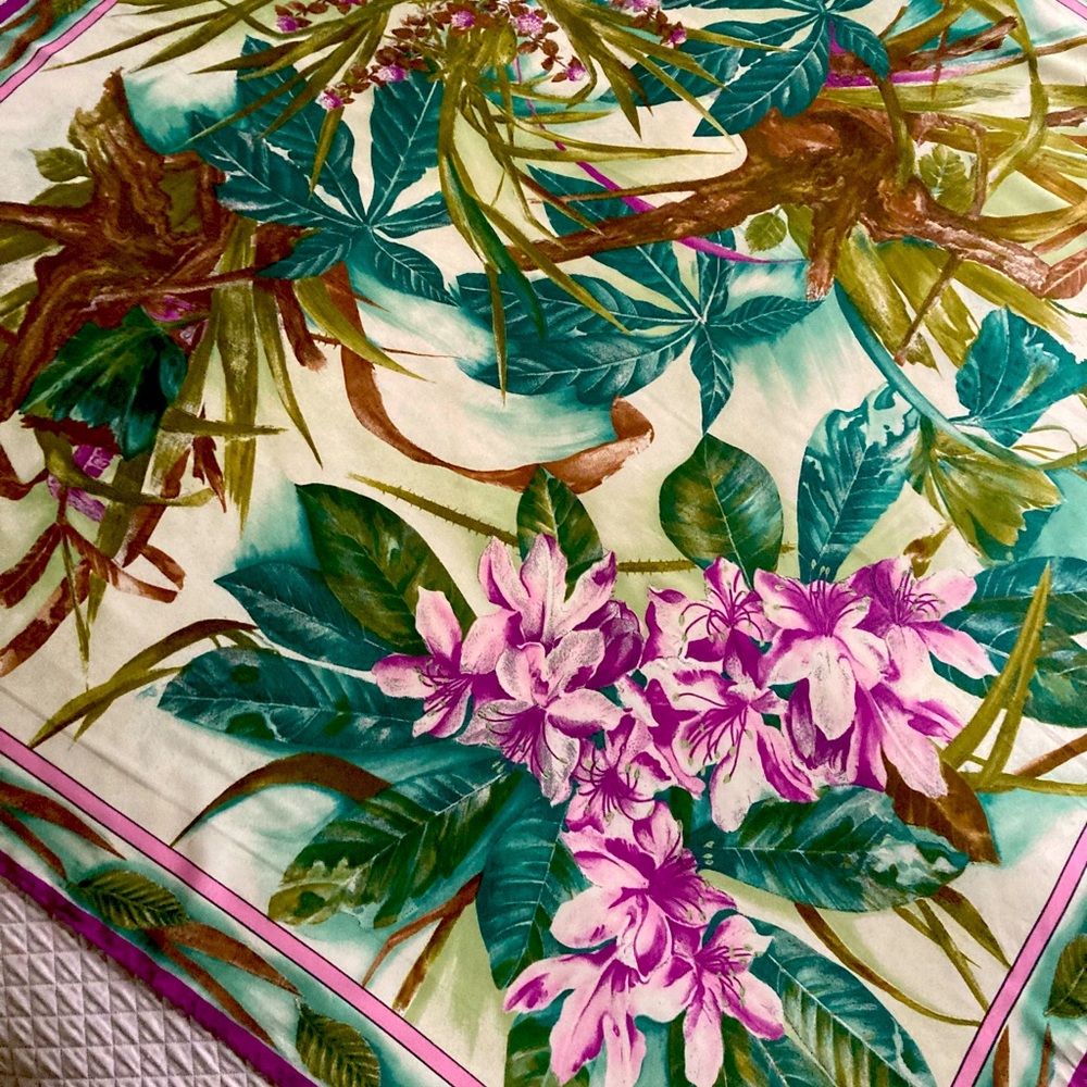 TROPICAL vintage scarf. Italian designer.
